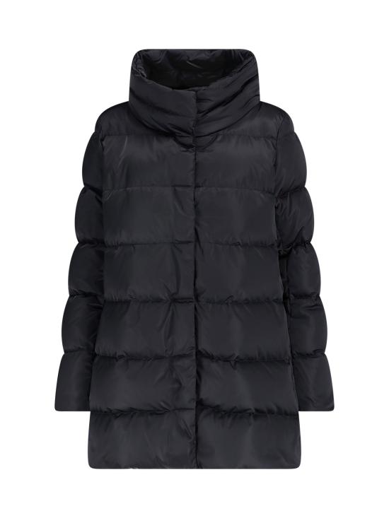 26FW 에르노 새틴 & 뉴 레이디 퍼 A셰이프 다운 자킷 PI001934D 12170Z 9300 BLACK - HERNO