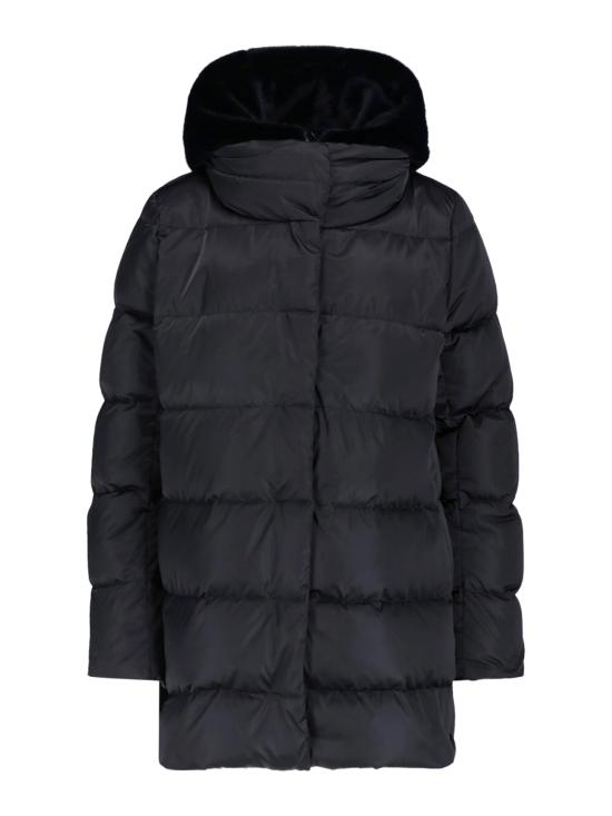 26FW 에르노 새틴 & 뉴 레이디 퍼 A셰이프 다운 자킷 PI001934D 12170Z 9300 BLACK