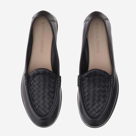  보테가베네타 로퍼 보테가 베네타 나파 가죽 우븐 프론트  블랙 - BOTTEGA VENETA