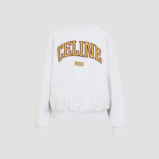 26FW 셀린느 코튼 플리스 루즈 스웨트셔츠 RY0YE1233 GLR6 PALE GREY YELLOW BURGUNDY DOM