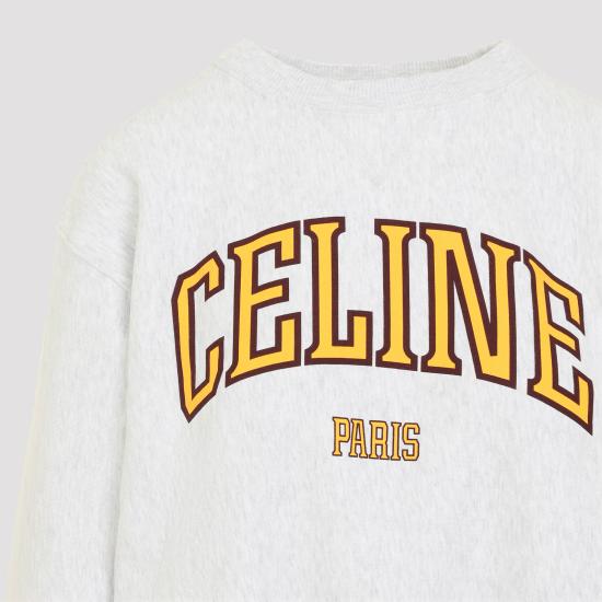 26FW 셀린느 코튼 플리스 루즈 스웨트셔츠 RY0YE1233 GLR6 PALE GREY YELLOW BURGUNDY DOM - CELINE