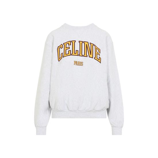 26FW 셀린느 코튼 플리스 루즈 스웨트셔츠 RY0YE1233 GLR6 PALE GREY YELLOW BURGUNDY DOM - CELINE