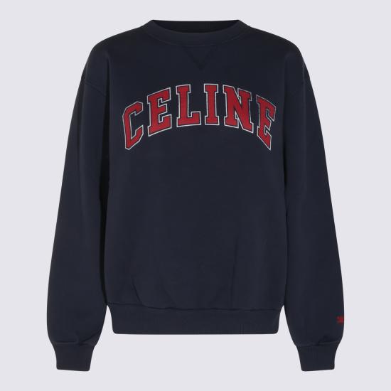 26FW 셀린느 코튼 플리스 루즈 스웨트셔츠 RY0YH1233 07RV NAVY RED WHITE DOM - CELINE