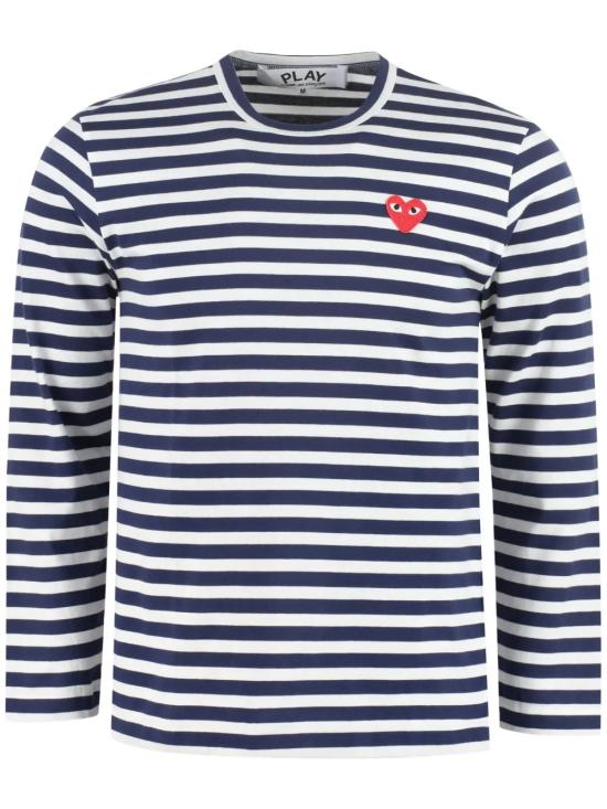 26FW 꼼데가르송 긴팔 티셔츠 AX T010 051 Navy white