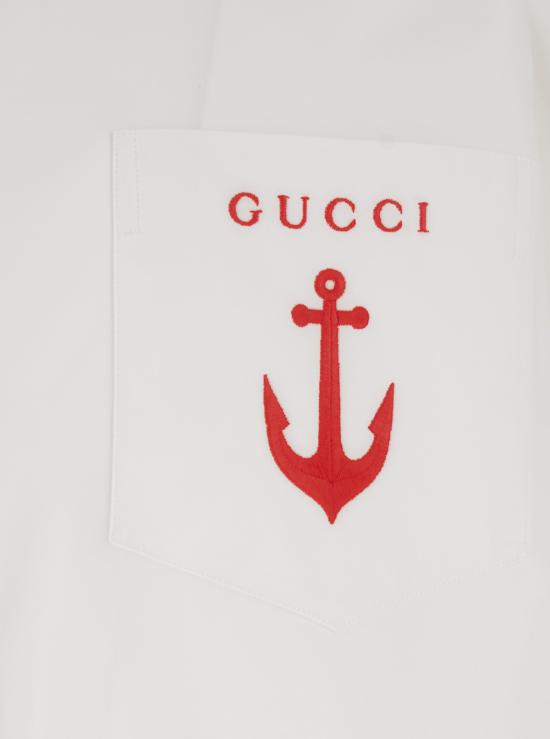  구찌 셔츠 클래식 칼라 화이트 코튼 - GUCCI