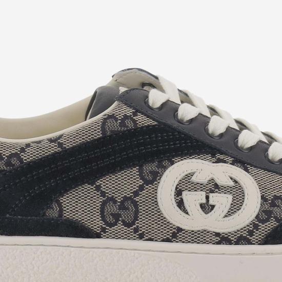  [키즈] 구찌 스니커즈 GG 패브릭 및 가죽 스니커즈 - GUCCI