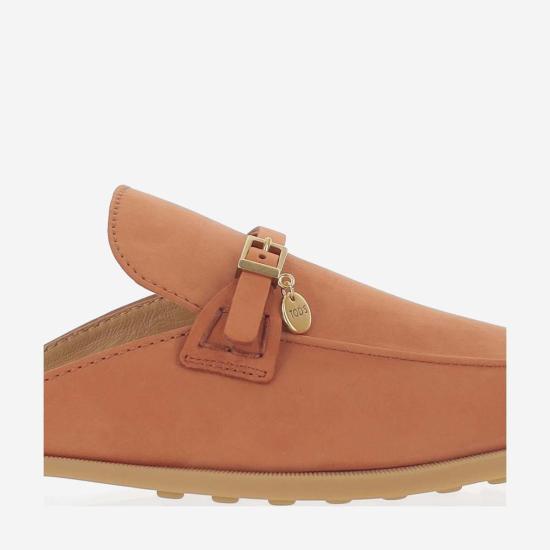  토즈 뮬/슬리퍼 가죽 누벅 사보츠 오렌지색 - TODS