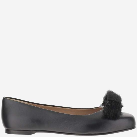  살바토레 페라가모 플랫 슈즈 페라가모 가죽 발레 플랫 블랙 - SALVATORE FERRAGAMO