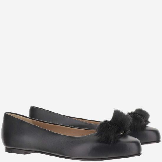  살바토레 페라가모 플랫 슈즈 페라가모 가죽 발레 플랫 블랙 - SALVATORE FERRAGAMO