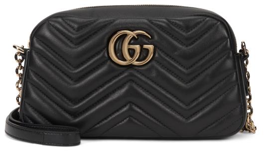  구찌 가방 GG 마몬트 쉐브론 나파 양가죽 숄더백 블랙 - GUCCI