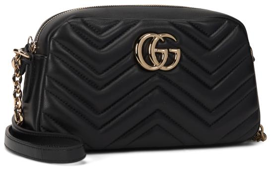  구찌 가방 GG 마몬트 쉐브론 나파 양가죽 숄더백 블랙 - GUCCI