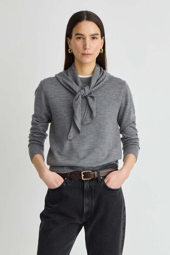  어피스 어파트 긴팔 티셔츠 Apiece Apart Drippy Scarf Top Gray