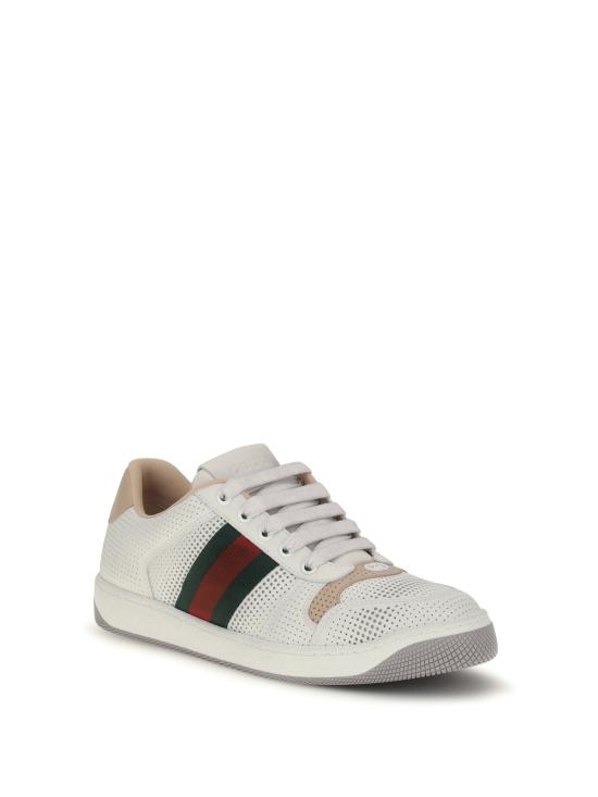  구찌 스니커즈 스크리너 천공 가죽  화이트 - GUCCI