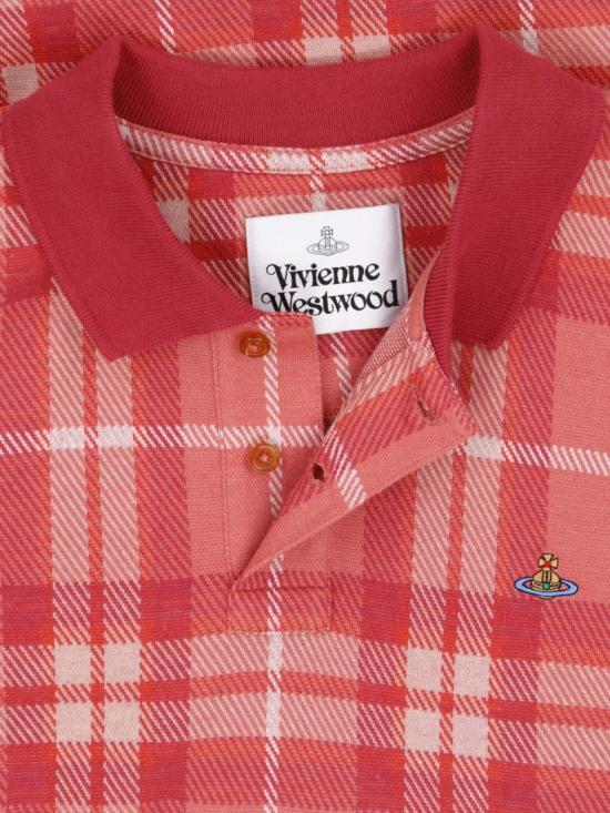 26FW 비비안웨스트우드 스크리블 체크 코튼 반팔 폴로 셔츠 2H01000Y J00C1G408 Red - VIVIENNE WESTWOOD