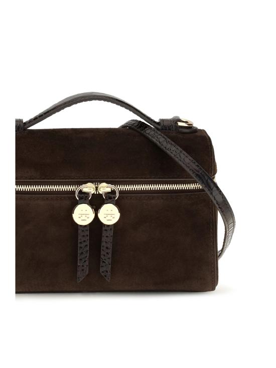  토리버치 가방 로미 스웨이드 슬림 탑 핸들 숄더백 다크 코코아 - TORY BURCH