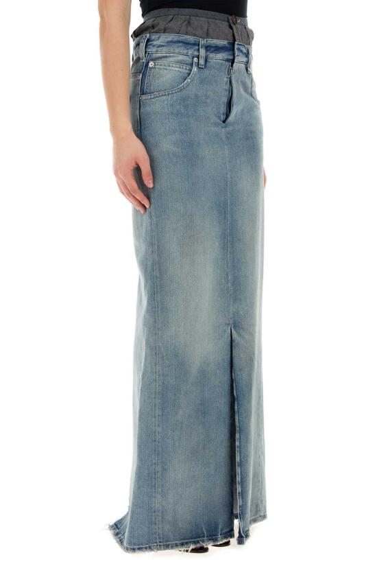  마르지엘라 데님 스커트 메종   라이트 블루 - MAISON MARGIELA
