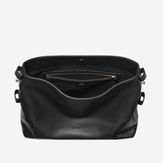  구찌 토트백 비아트릭스 미디엄 쇼핑백 송아지가죽 숄더백 블랙 - GUCCI