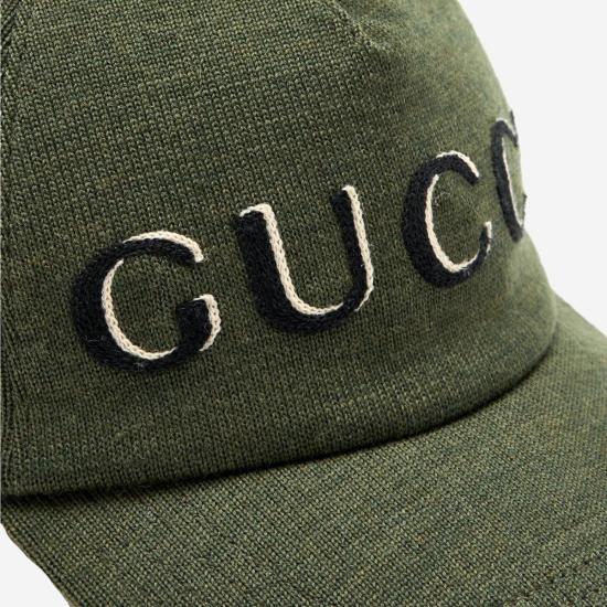  구찌 볼캡 로고가 있는 울 소재 야구  (녹색) - GUCCI