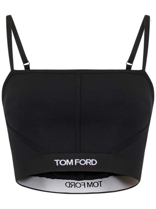  톰포드 트레이닝 티셔츠 톰 포드 크롭탑 블랙 - TOMFORD