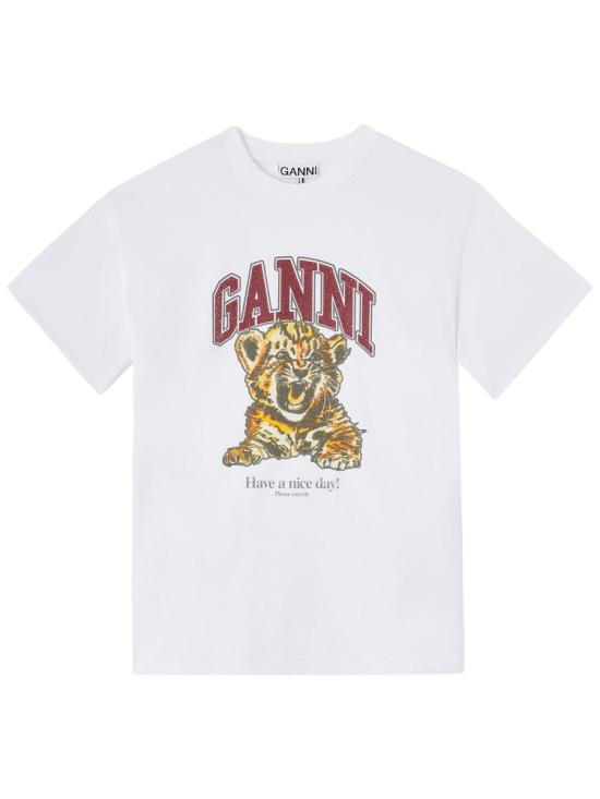 26SS 가니 코튼 저지 비디드 타이거 티셔츠 A1050060 151 WHITE