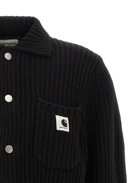 26FW 칼하트 WIP 로고 패치 골지 가디건 I035379 89XX BLACK - CARHARTT WIP