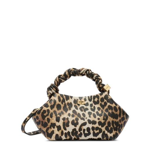 26FW 가니 레오파드 그레인드 스몰 부백 B2100039 859 BROWN BLACK