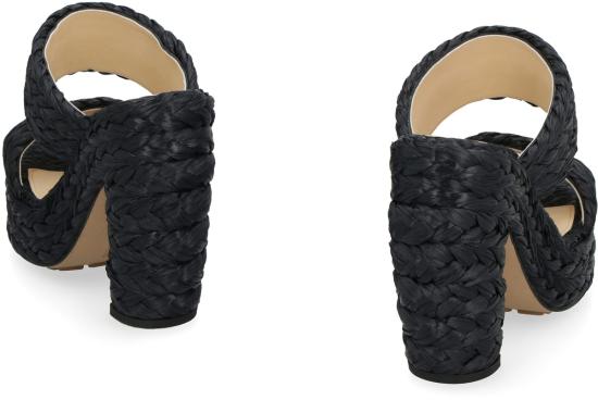  보테가베네타 뮬/슬리퍼 Bottega Veneta Canalazzo 라피아 뮬 블랙 - BOTTEGA VENETA