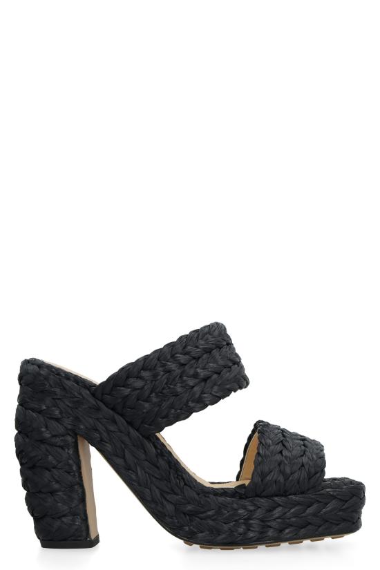  보테가베네타 뮬/슬리퍼 Bottega Veneta Canalazzo 라피아 뮬 블랙