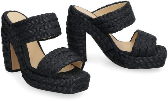  보테가베네타 뮬/슬리퍼 Bottega Veneta Canalazzo 라피아 뮬 블랙 - BOTTEGA VENETA