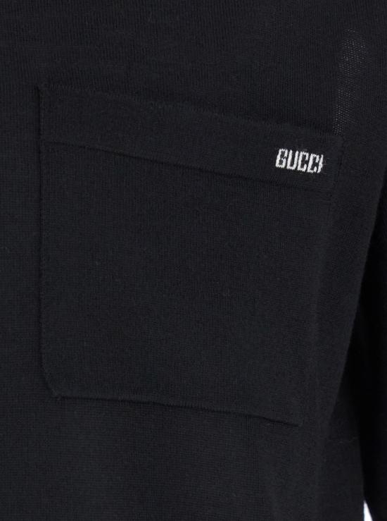  구찌 폴로 티셔츠 가슴 포켓 울 폴로 셔츠 블랙 - GUCCI