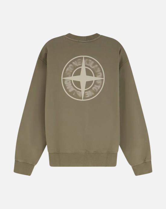  스톤 아일랜드 오가닉 코튼 로고 프린트 스웨트셔츠 L2S156100039 S0477V005G Militare green - STONE ISLAND