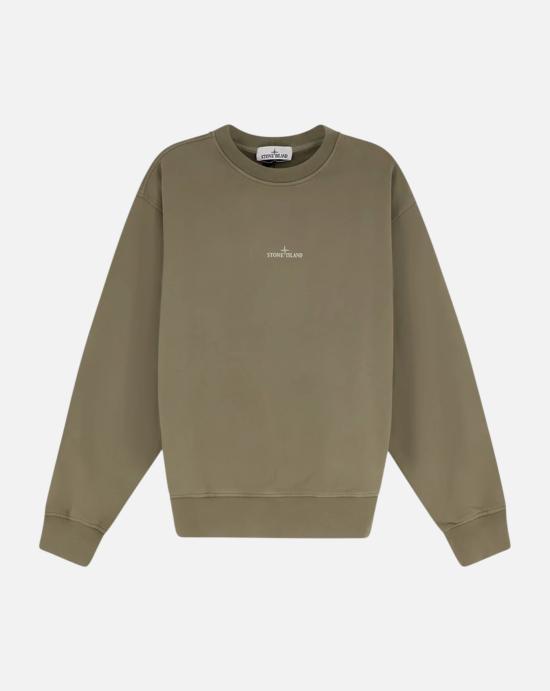  스톤 아일랜드 오가닉 코튼 로고 프린트 스웨트셔츠 L2S156100039 S0477V005G Militare green