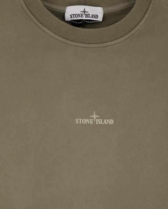  스톤 아일랜드 오가닉 코튼 로고 프린트 스웨트셔츠 L2S156100039 S0477V005G Militare green - STONE ISLAND