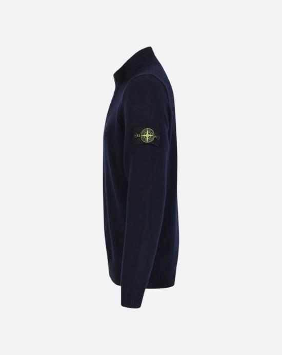  스톤 아일랜드 로고 패치 하이넥 버튼 울 스웨터 L2S155100040 S00A3V0020 NAVY BLUE - STONE ISLAND