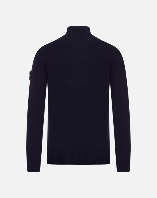  스톤 아일랜드 로고 패치 하이넥 버튼 울 스웨터 L2S155100040 S00A3V0020 NAVY BLUE - STONE ISLAND