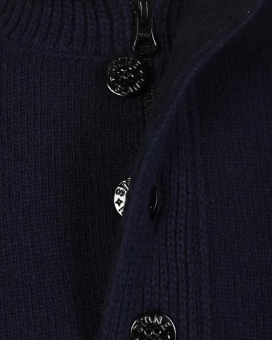  스톤 아일랜드 로고 패치 하이넥 버튼 울 스웨터 L2S155100040 S00A3V0020 NAVY BLUE - STONE ISLAND