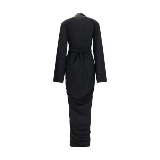 26FW 릭 오웬스 롱 원피스 랩 드레이프 롱 드레스 블랙 - RICK OWENS