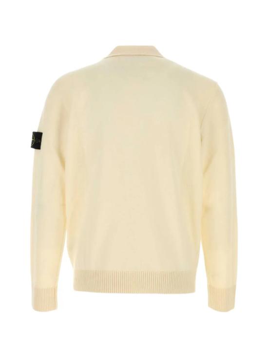 26FW 스톤 아일랜드 라이트 RWS 질롱 울 버튼 플래킷 루즈 핏 폴로 칼라 스웨터 L2S155100018S00B4 V0093 BIANCO - STONE ISLAND