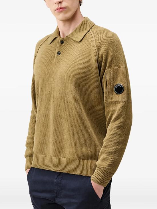 26FW 씨피 컴퍼니 셔닐 코튼 폴로 니트 21CMKN198A005558G 340 VERDE - C.P. COMPANY