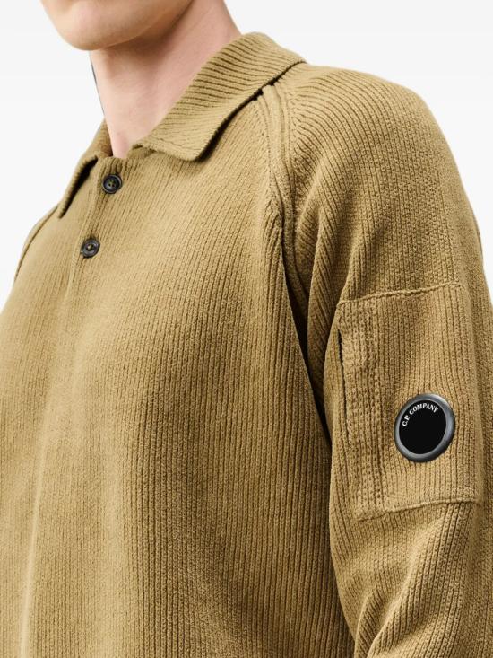 26FW 씨피 컴퍼니 셔닐 코튼 폴로 니트 21CMKN198A005558G 340 VERDE - C.P. COMPANY