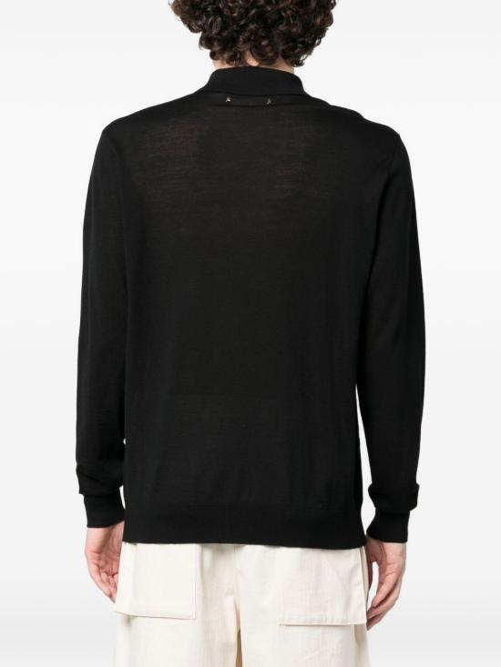  골든구스 메리노 울 롱 슬리브 폴로 셔츠 GMP01353 P00104190100 BLACK - GOLDEN GOOSE