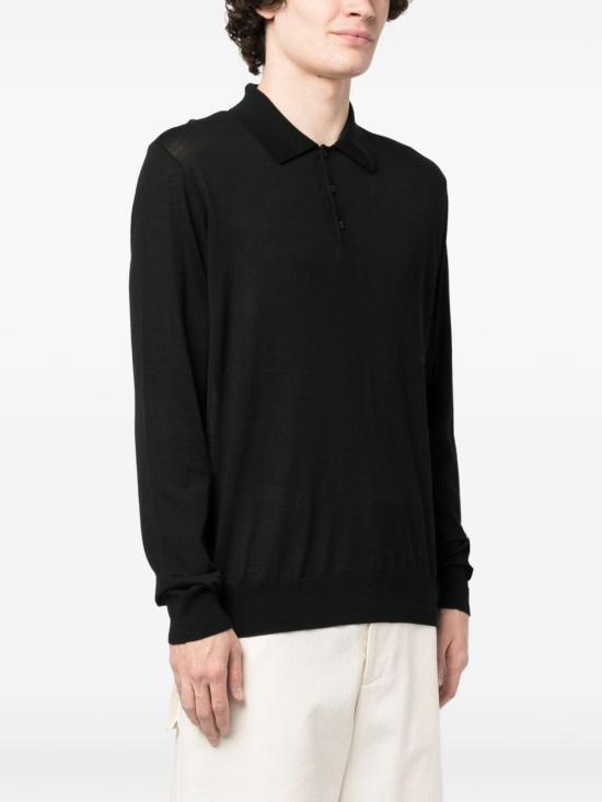  골든구스 메리노 울 롱 슬리브 폴로 셔츠 GMP01353 P00104190100 BLACK - GOLDEN GOOSE