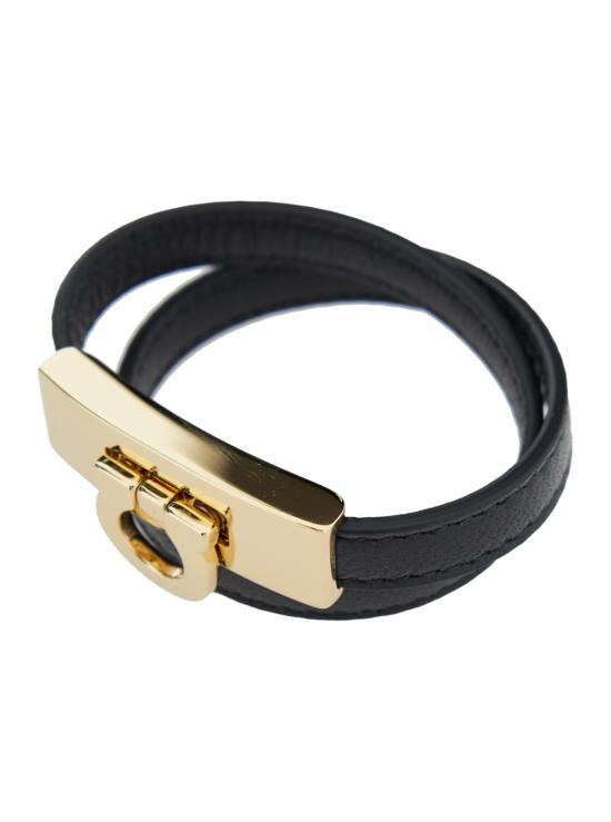  살바토레 페라가모 팔찌 페라가모 더블 랩 간치니 브레이슬릿 블랙 - SALVATORE FERRAGAMO