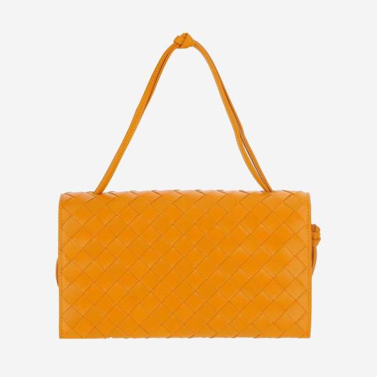  보테가베네타 가방 보테가 베네타 트리오 파우치 온 스트랩 램스킨 숄더백 옐로우 - BOTTEGA VENETA