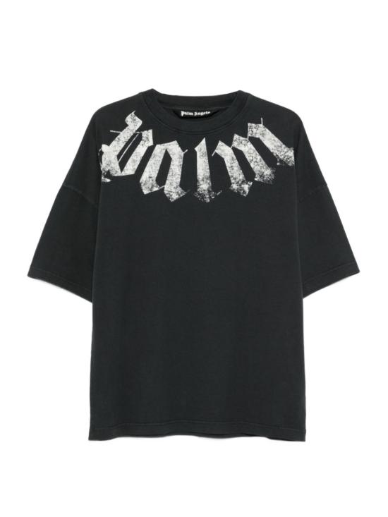 26FW 팜앤젤스 반팔 티셔츠 PAMAA003JR001 1003 BLACK OFF WHITE