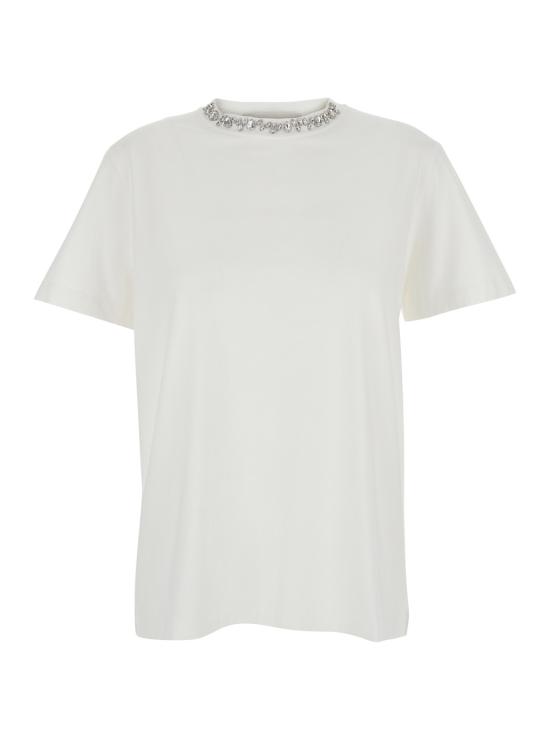 26FW 골든구스 카보숑 크리스탈 티셔츠 GWP01220P00067310363 White