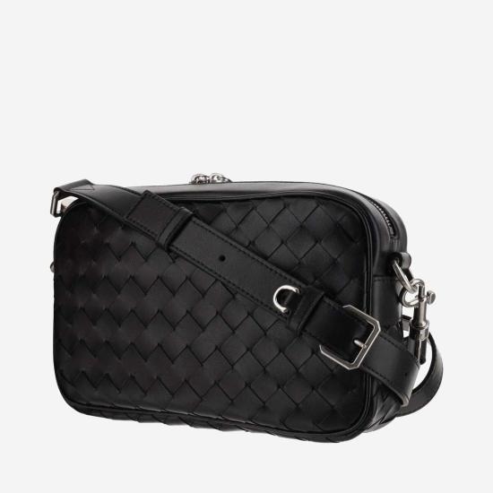  보테가베네타 가방 Bottega Veneta 인트레치아토 미디엄 카메라 백 블랙 - BOTTEGA VENETA