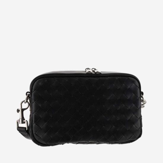  보테가베네타 가방 Bottega Veneta 인트레치아토 미디엄 카메라 백 블랙 - BOTTEGA VENETA