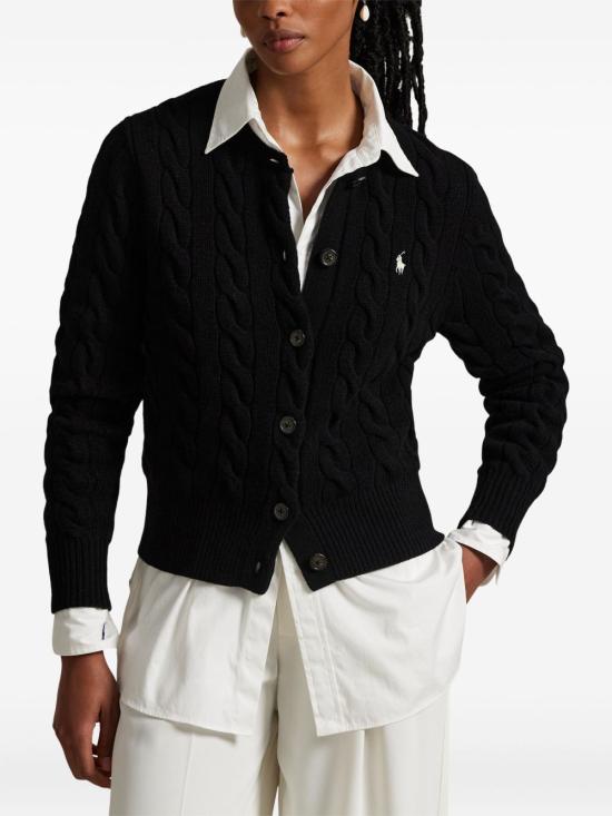 26FW 폴로 랄프로렌 로고 자수 크루넥 가디건 211972104 005 Black - POLO RALPH LAUREN