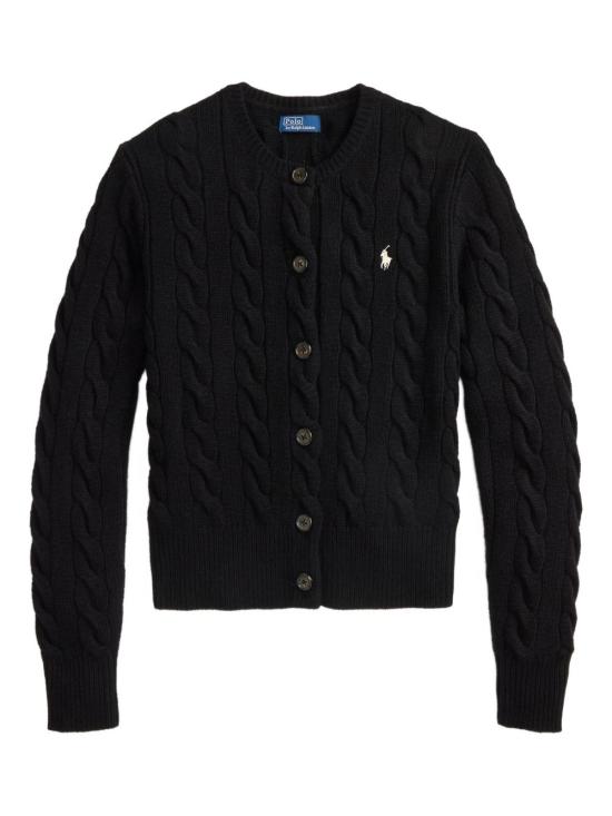 26FW 폴로 랄프로렌 로고 자수 크루넥 가디건 211972104 005 Black